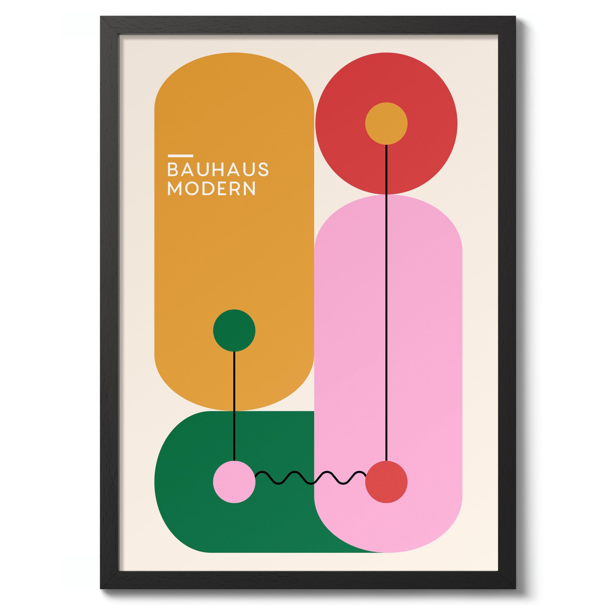 Cylindrical Lock Bauhaus Poster Mid Century Modern Wall Decor Print, Abstract Geometric Wall Art Boho Abstract Artwork Architecture, Archival Matte, A2 (Black Frame) - 59.4x42cm โ image 1
