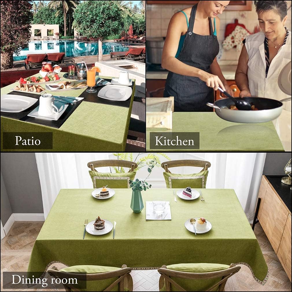 Uр Tо 40% оƒƒ Rectangle Kitchen Dining Room Tablecloth Oilcloth Clean Table Cloth for Buffet Parties and Camping - Green, 55 x 87 inch, 6-8 Seats
