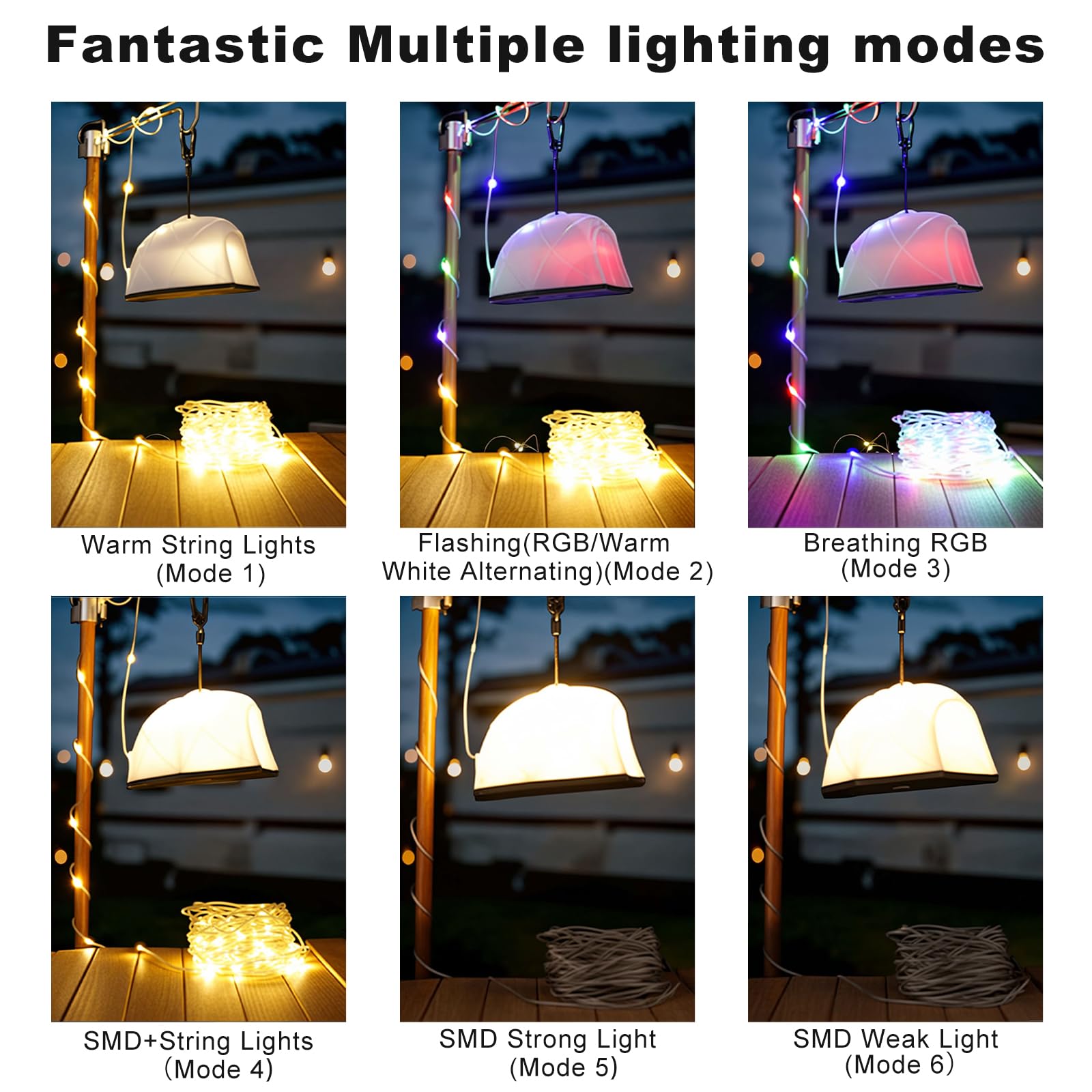 Spacelumen Christmas String Lights, 15M Outdoor Stowable Fairy Lights with 9 Lighting Modes, USB Camping Lights - Image 2