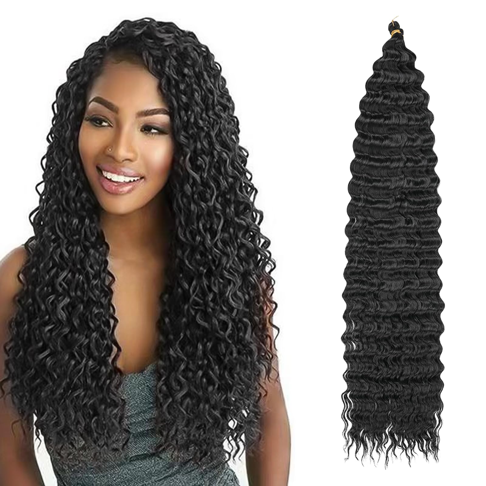 JSTHHTT Curly Braiding Hair, Crochet Braids Hair Extensions, Twist Water Wave Crochet Hair