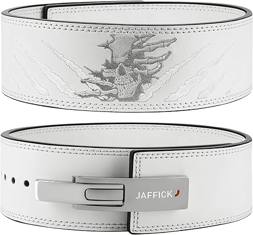 Jaffick Cinturón de elevación de palanca Power de 0.394 pulgadas (0.394 in) de cuero genuino extremadamente resistente, soporte de espalda baja para