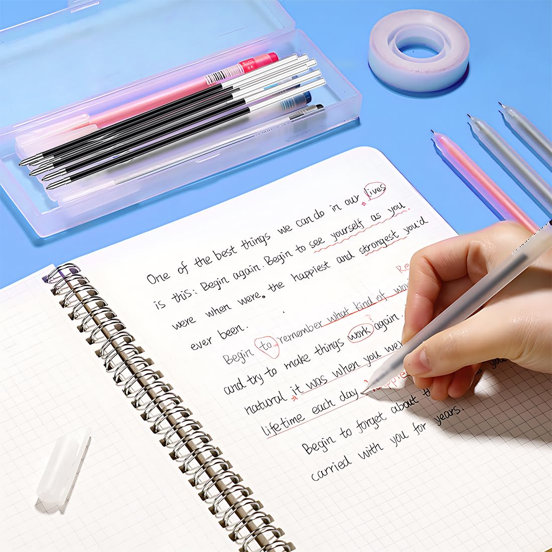 60 Kugelschreiberminen + 1 Stift - 1,0mm Strich In Blau & Schwarz, Nachfüllbar