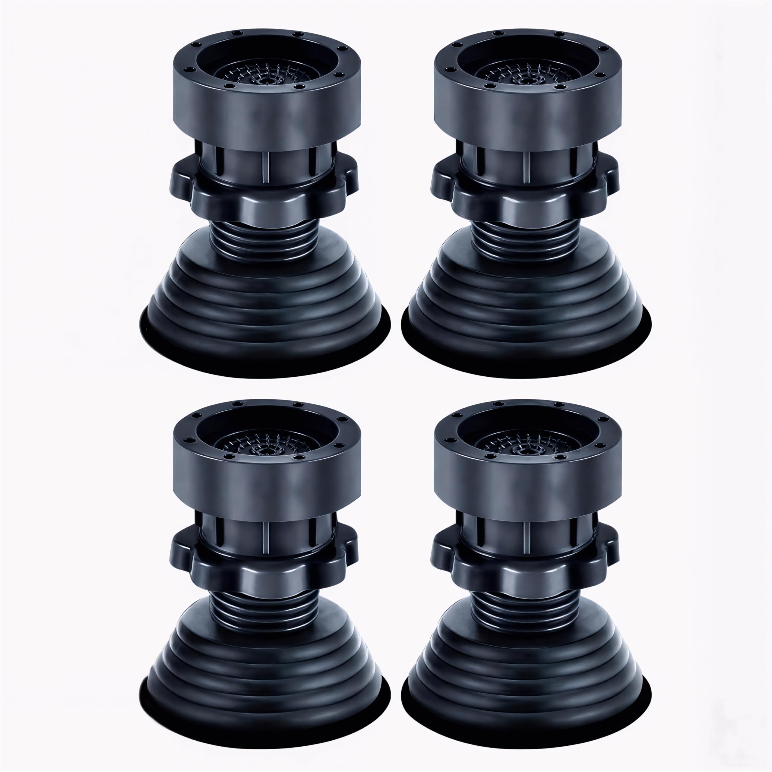 Adjustable Washing Machine Stand Anti Vibration Pads (Set of 4) | Anti Skid Shock Absorbing Rubber Feet | Height Adjustable Base Stand for 6kg 7kg 8kg 10kg Top/Front Load, Fridge & Appliances