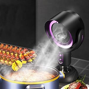 Portable Range Hood, Desktop Range Hood with 2 Speed Exhaust Fan, Removable And Washable Portable Exhaust Fan for Indoor BBQ, Hot Pot And RV Kitchens (Black and Purple)