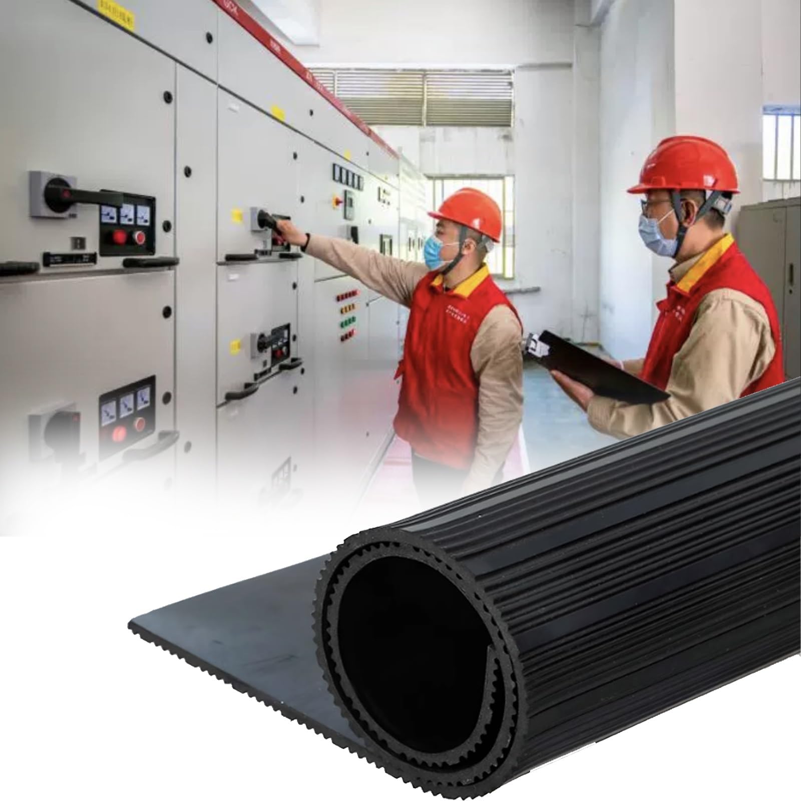 Tapis isolant diélectrique en caoutchouc rouge 5mx1m pour salle de distribution