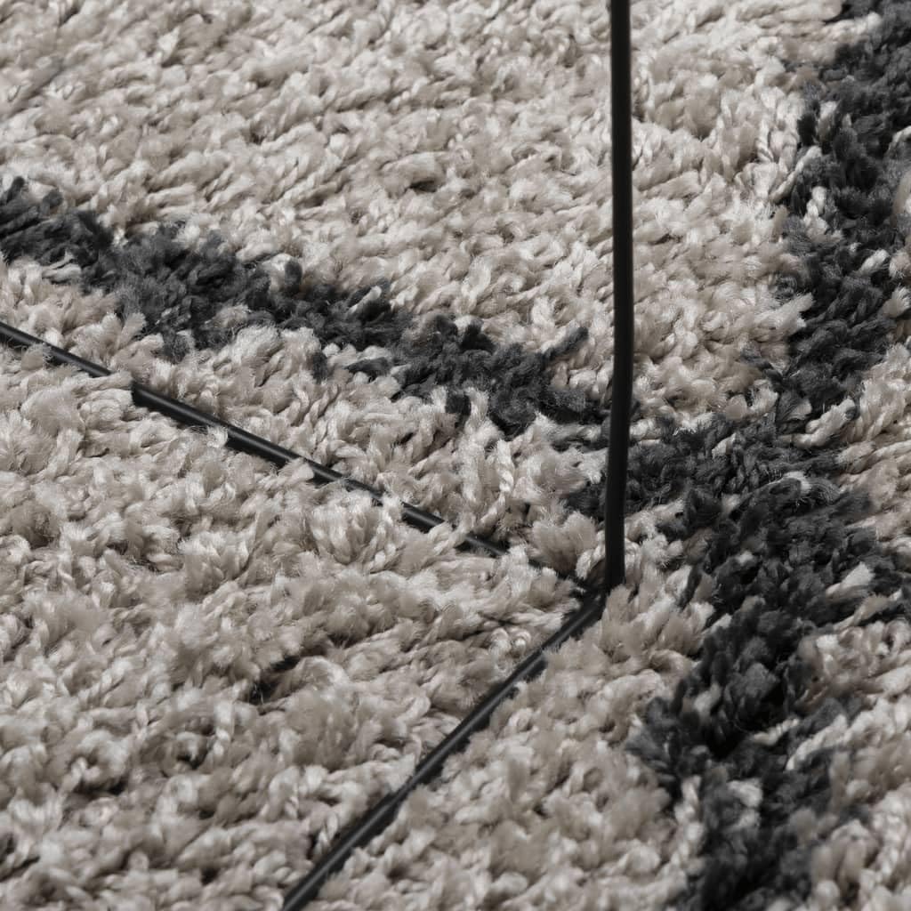 Shaggy-Teppich Pamplona Hochflor Modern Beige Anthrazit Ø 100cm, Weich Flauschig, Schadstoffgeprüft, Ideal für Wohnzimmer, Schlafzimmer, Fußbodenheizung, Heimtextilien