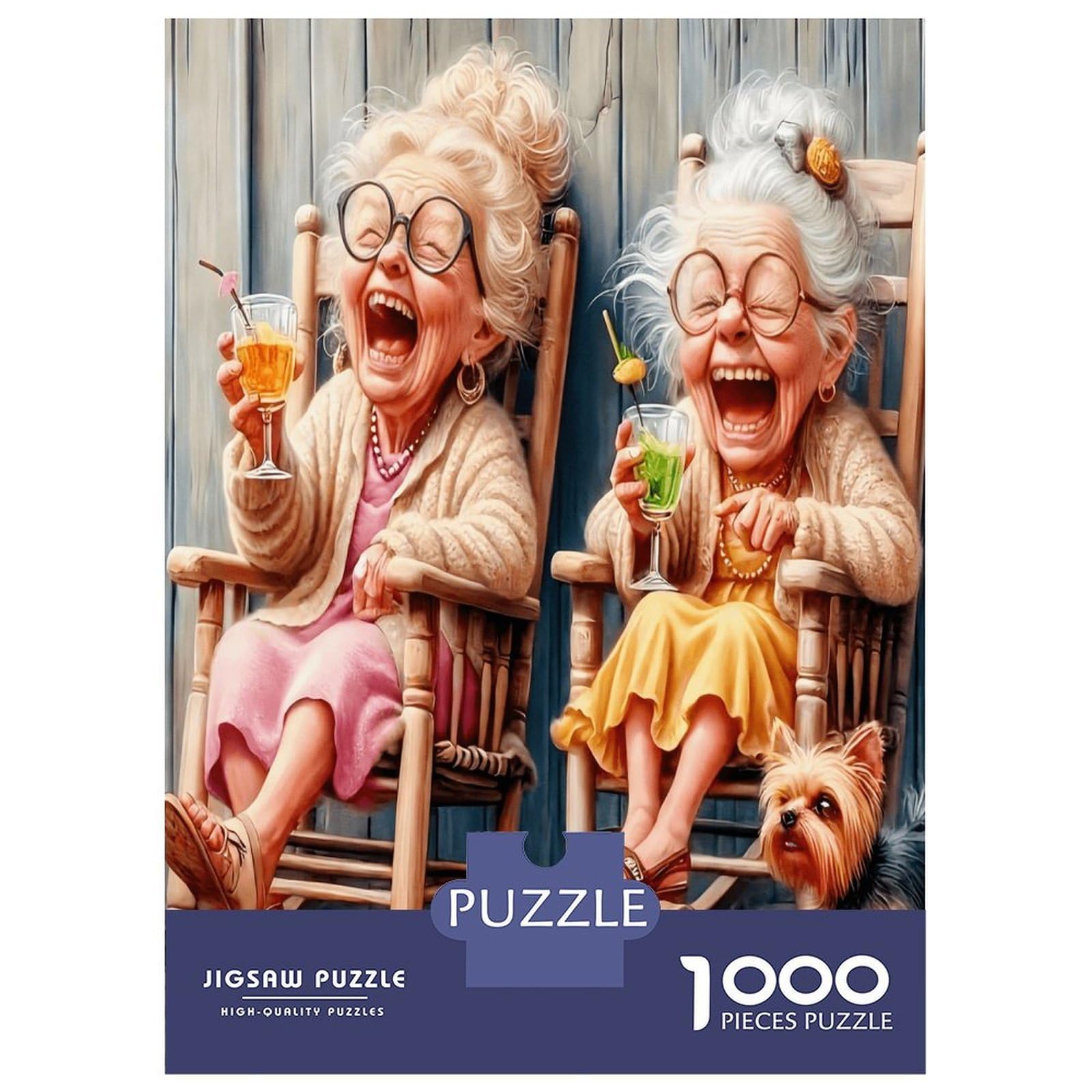 Old Ladies Laughing 1000 Piece Jigsaw Puzzle Bundle Joyful Companionship Puzzle for Adults Sturdy Cardboard DIY Family Game Beautiful Decor Adults Kids Enthusiasts 70x50cm/1000pc