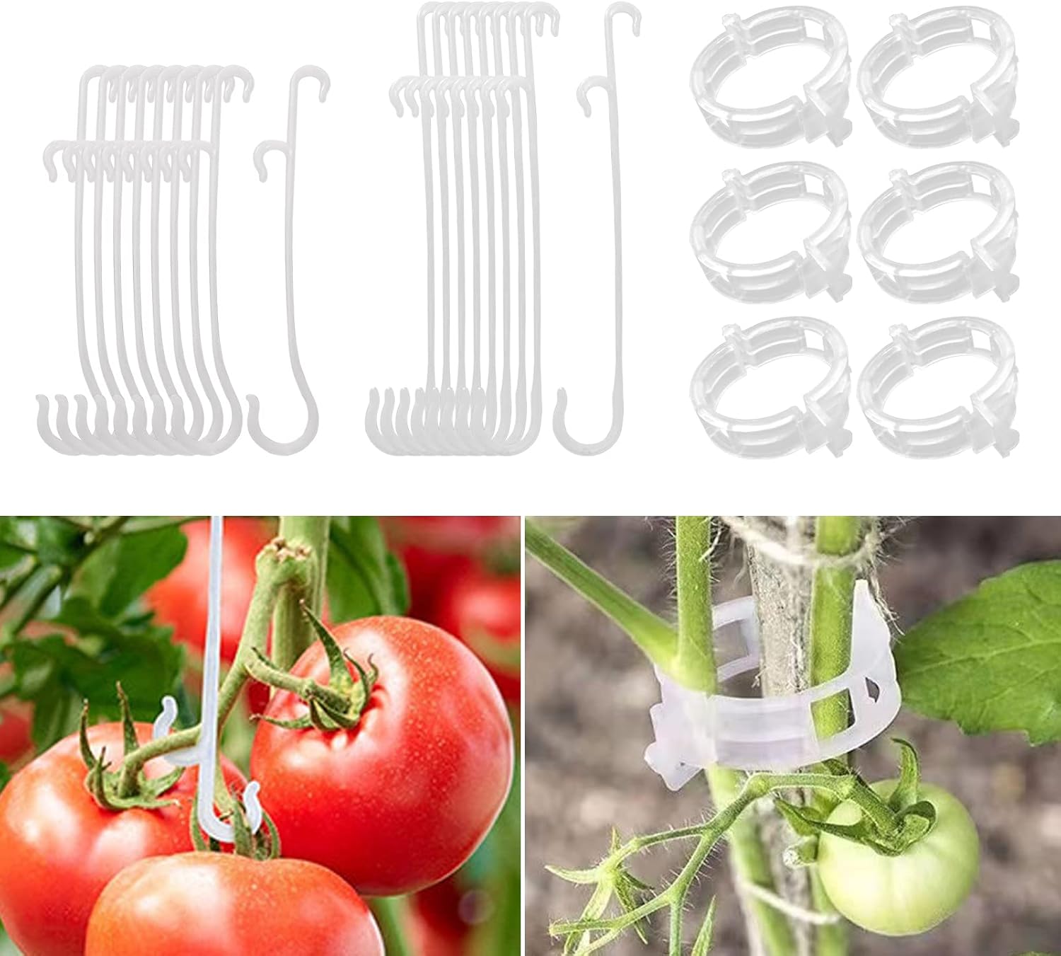 200Pcs Tomato Clips Tomato String Hooks Set 100Pcs Tomato Support Hooks + 100Pcs