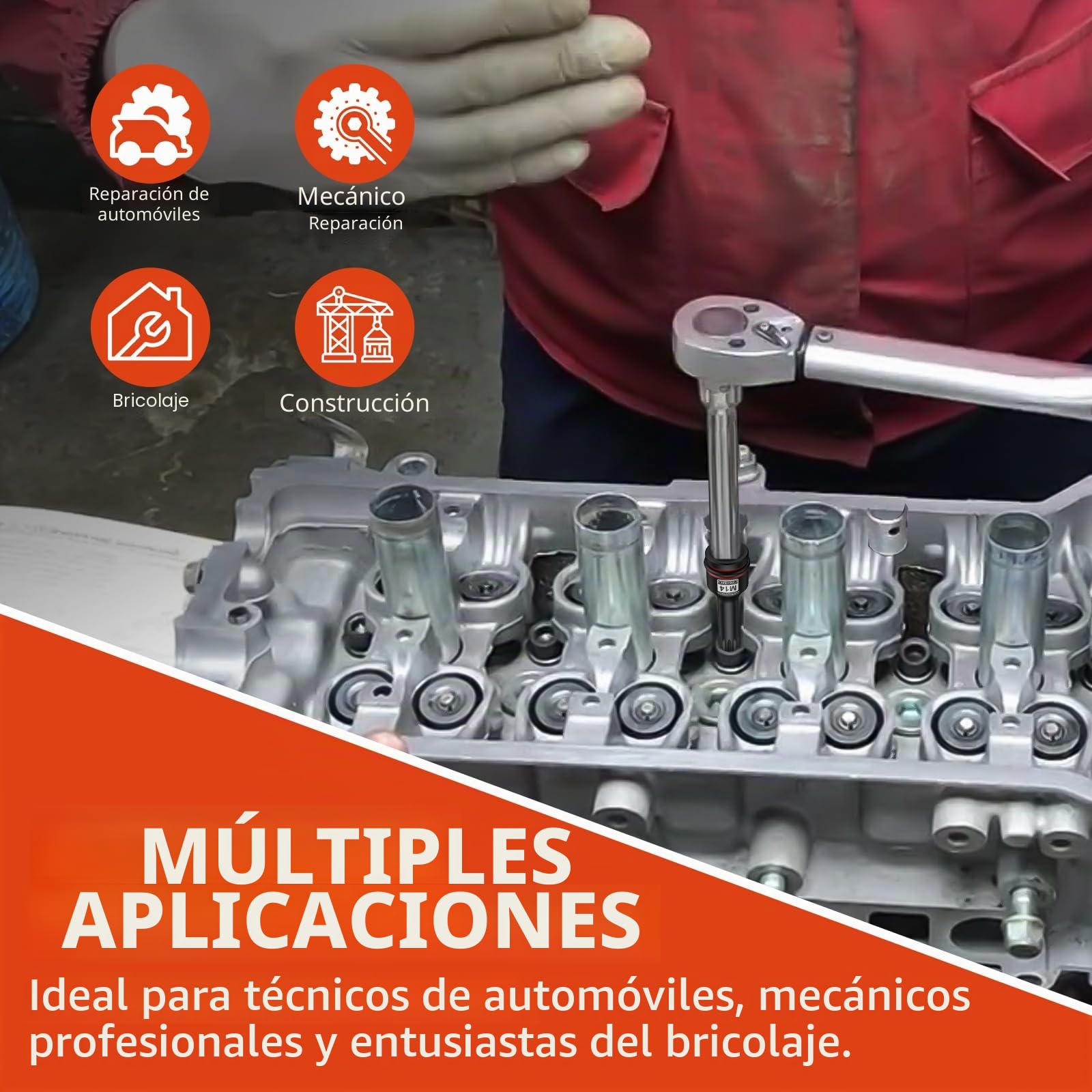 GETLITOOL Juego de 6 llaves de vaso Impact XZN M14-M18, 1/5.1 cm Drive CR-MO Impact XZN Triple Square Spline Bit Socket Set con tamaño marcado y caja de almacenamiento para reparación de automóviles