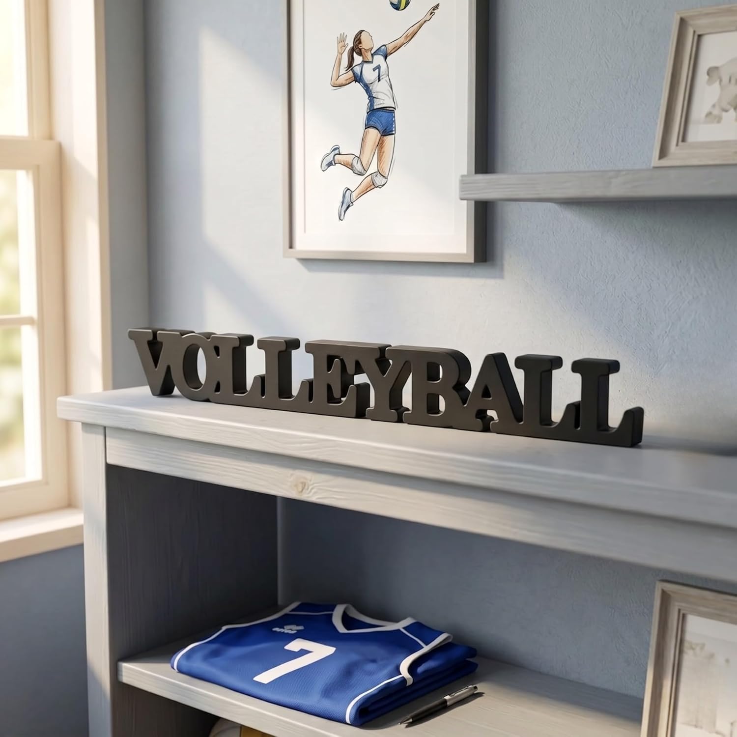 ChalkTalkSPORTS Wooden Volleyball Sign - Autograph Ready Gift for Volleyball Players and Coaches - Without Pen