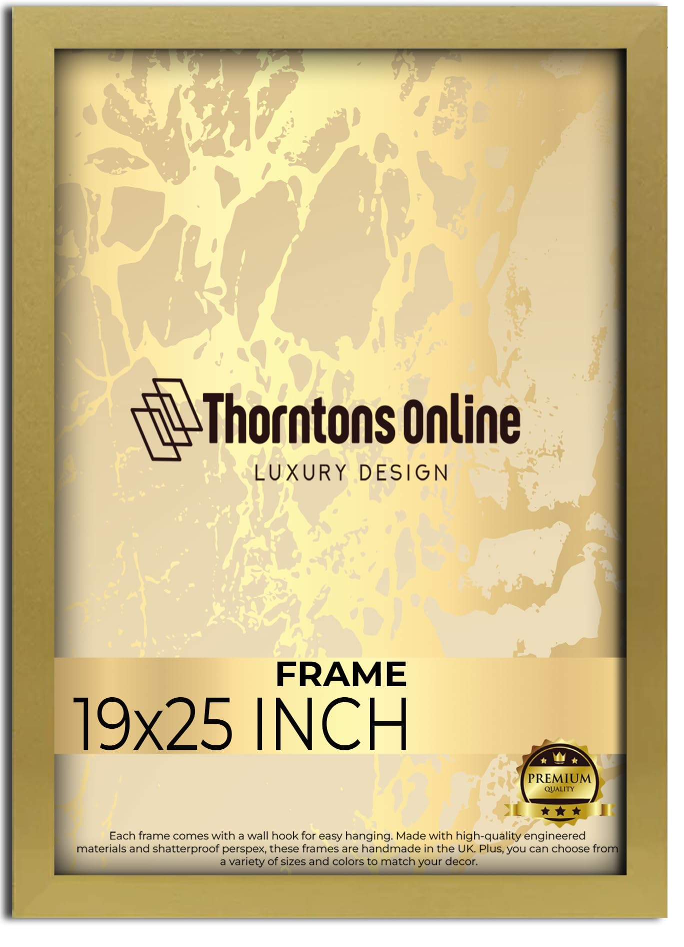 19x25 Inch Poster Picture Frame Gold(48.26x63.5) |Acrylic front| |mdf backing with both ways hanging hooks|Ideal for Artwork and Decor