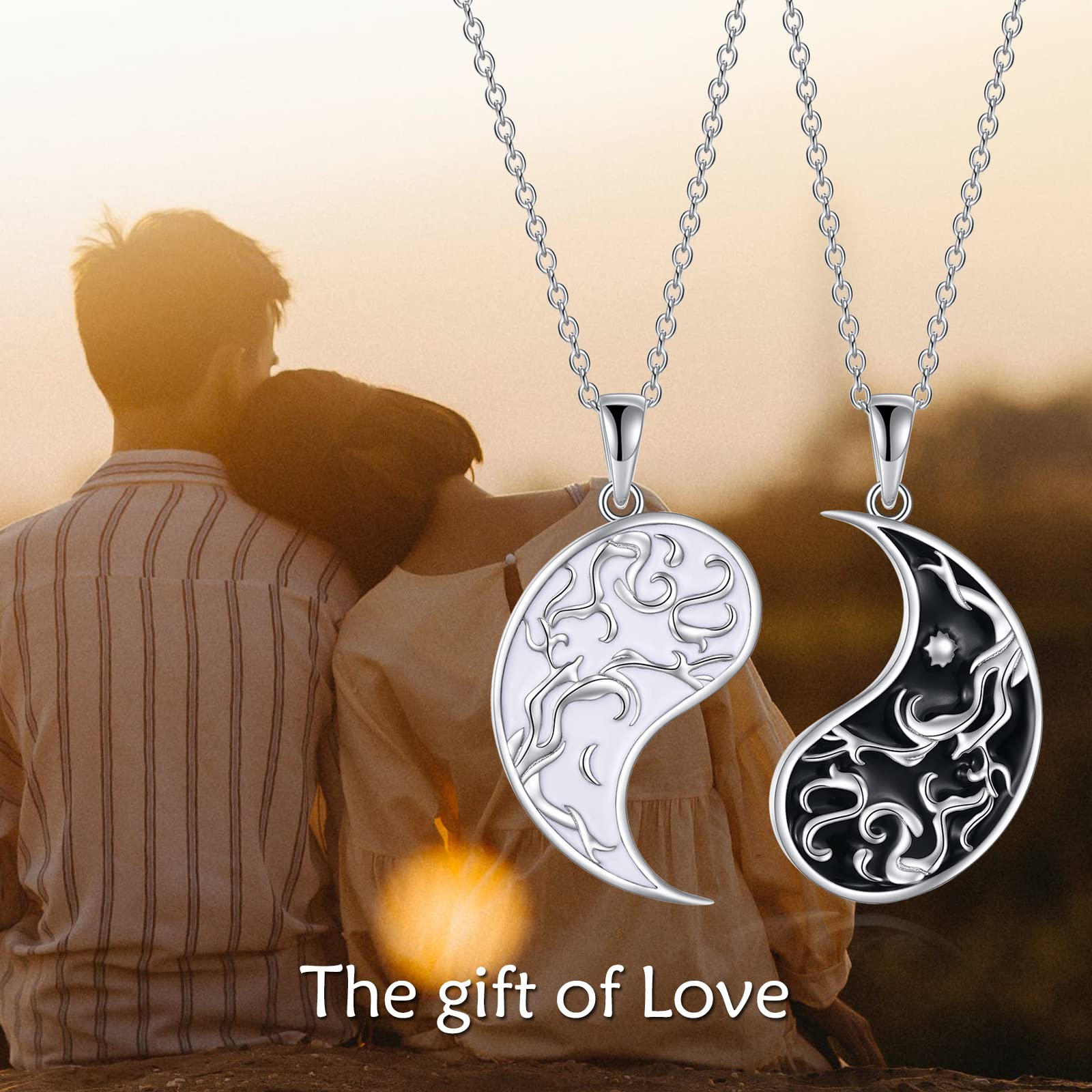 YFN Yin Yang Collana in argento Sterling Albero della Vita Stella Luna Gioielli Regali di coppia per le donne