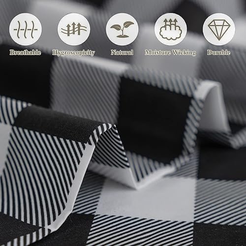 Miniatura 5 de ONLIMET Juego de sábanas de tamaño Queen 4 piezas de microfibra blanca y negra con bolsillo profundo