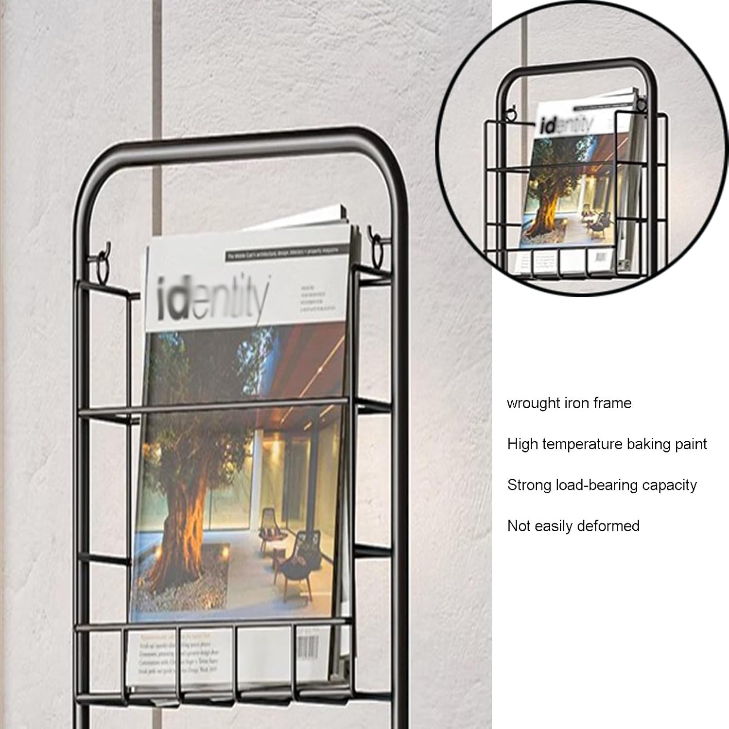 Magazine Display Rack, Catalog Literature Display Rack, Metal Anti-Skid Mats Tiered Design Magazine Rack, Portable Brochure Organizer for Office Retail Store (Color : White, Size : 30x32x108