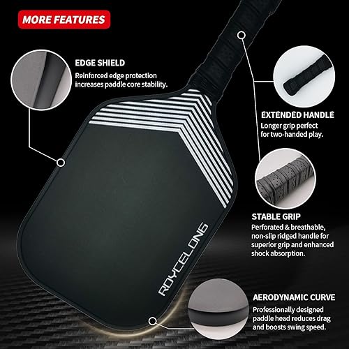 Miniatura 4 de Pickleball Paddles Pickleball Rackets T700 Carbon Fiber Frosted Textured Surface 16mm Core for Beginners to Advanced Players Portable Bag USAPA