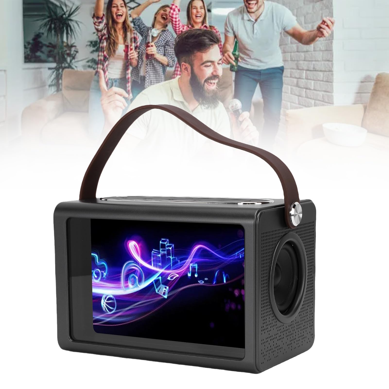 CHICIRIS Macchina per Karaoke Portatile con Doppi Microfoni Wireless per Riunioni di Famiglia, Karaoke Professionale con Visualizzazione dei Testi, Bluetooth 5.4 e WiFi, Schermo da 8 Pollici