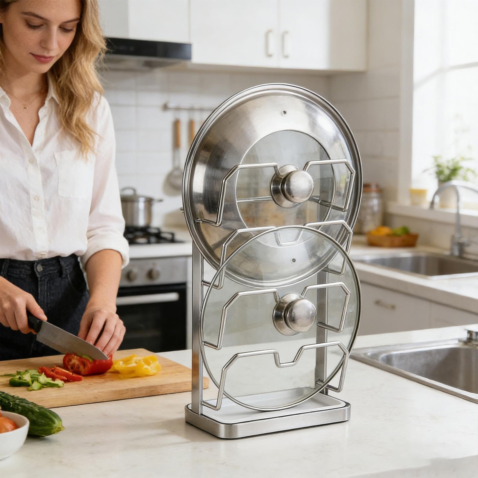 Generico Organizzatore Coperchi Pentole Organizer Verticale Per Coperchi | Organizzatore Igienico per Coperchi per Casa Cucina Appartimento Ristorante Lavello Bancone Mensola