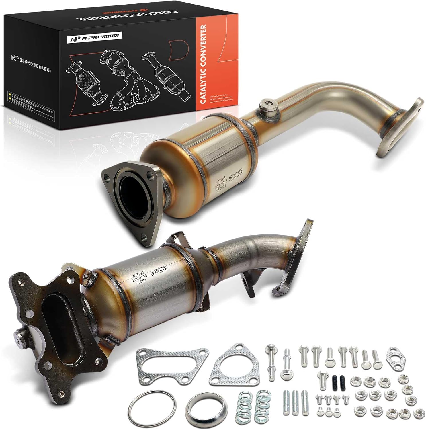 A-Premium 2-PC Front & Rear Catalytic Converter with Gasket Kit Direct-Fit Compatible with Honda HR-V HRV 2016 2017 2018 2019 2020, FWD, E.P.A. Compliant