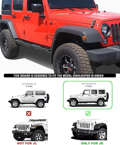 Miniatura 7 de HD Ridez Armadura de acero inoxidable para Jeep Wrangler JK 2007-2018 de 4 puertas (barras laterales de barra nerf)