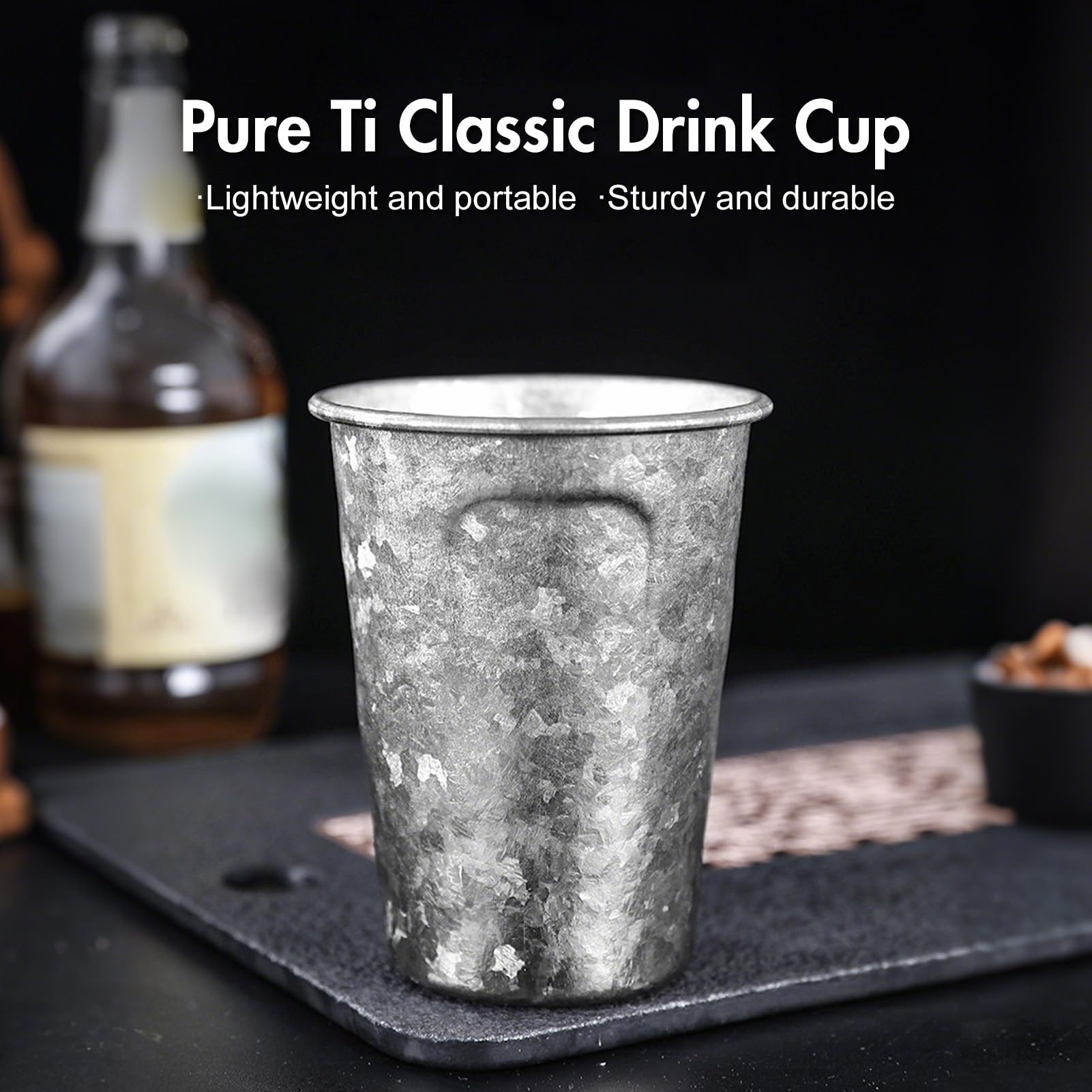 Tasse de Camping, 390 Ml Ti Bière thé Tasse à Boire à Whisky Légère Durable Haute Basse Température pour L'extérieur Camping Randonnée Pique-nique Usage Domestique Jus (4PCS)