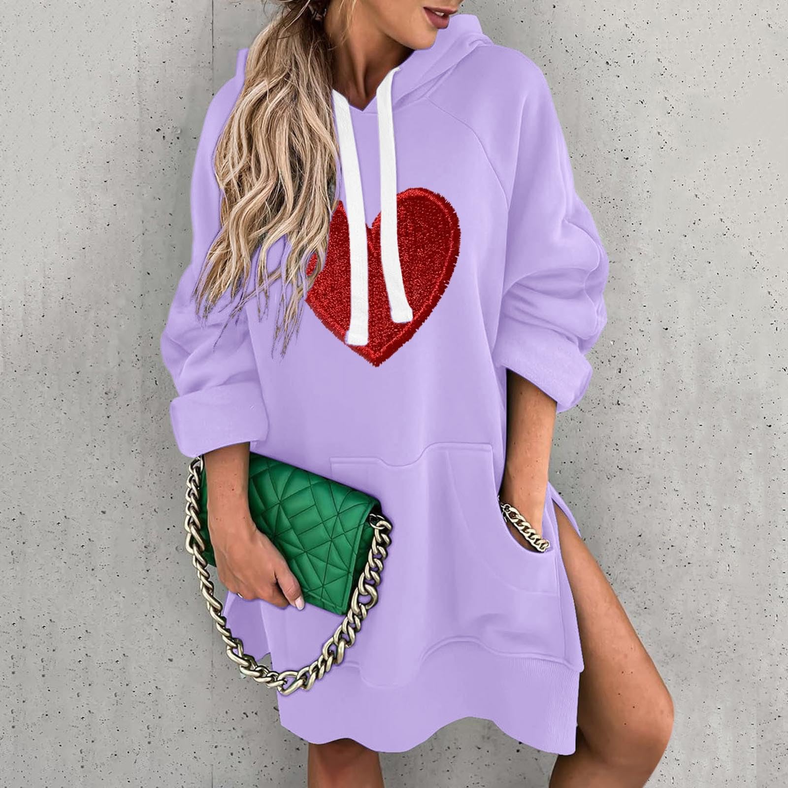 La Robe Ample à Capuche Warmy pour Femme—Sweat Long décontracté avec Cordon de Serrage Poches et Ourlet Fendu Style Tendance