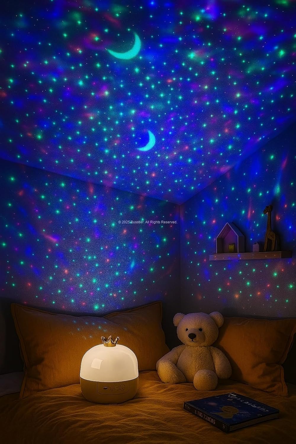 Coverzone Çocuk Odası Yıldız Projeksiyon Gece Lambası 3 LED Işık Modlu Gökyüzü Yansıtmalı Masal Projektör – Ay Gezegen Figürlü Sessiz Çalışan Dekoratif Uyku Lambası | 902G