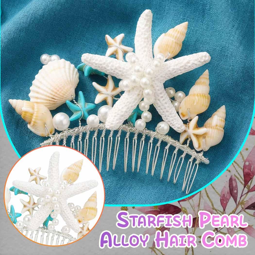 Brishow Starfish Hair Comb, Silver Pearl and Seashell Hair Accessories for Women - Image 4