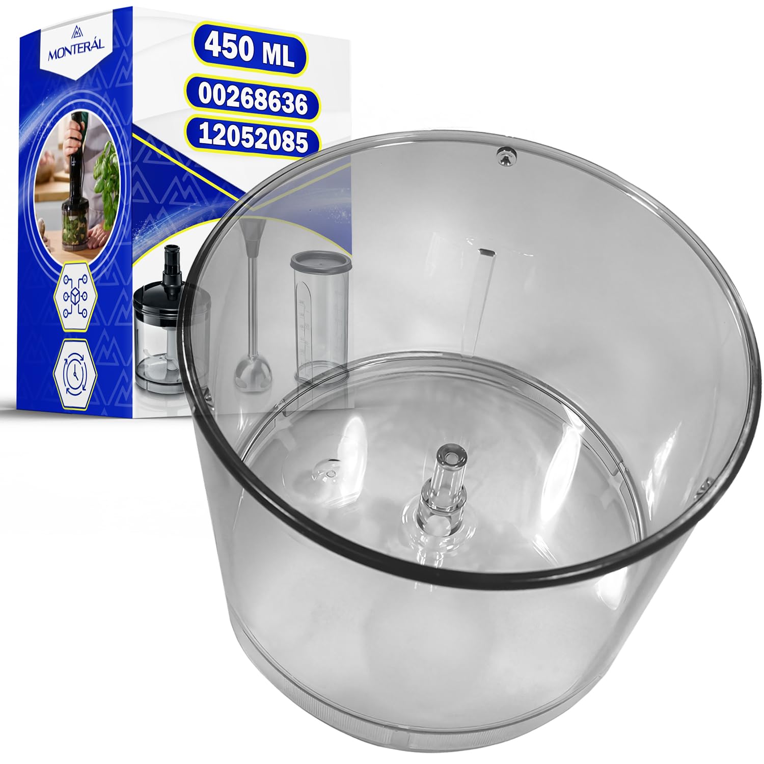 MONTERAL Ciotola per Frullatore a Immersione 450 ml con Codice Originale 00268636 12052085 per Bosch per Siemens - Garanzia di 10 Anni