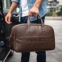 Police Men’s Brown Vegan Leather 40 L Duffle Bag | Premium Travel & Gym Bag | Top Handle Carry | Spacious & Durable Design (Dark Brown) gallery image