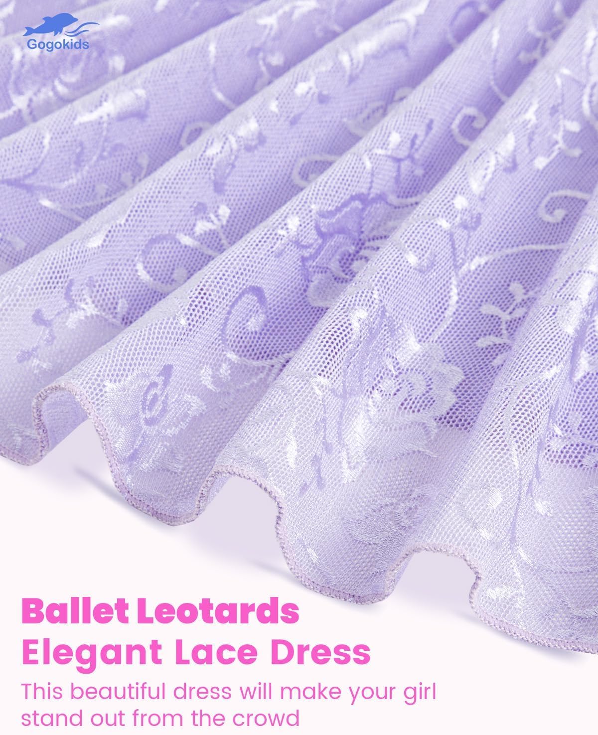 Gogokids Ballet Leotards for Girls Long Sleve Lace Dance Leotards Toddler Dance Dress with Removable Skirt Combo - Image 4