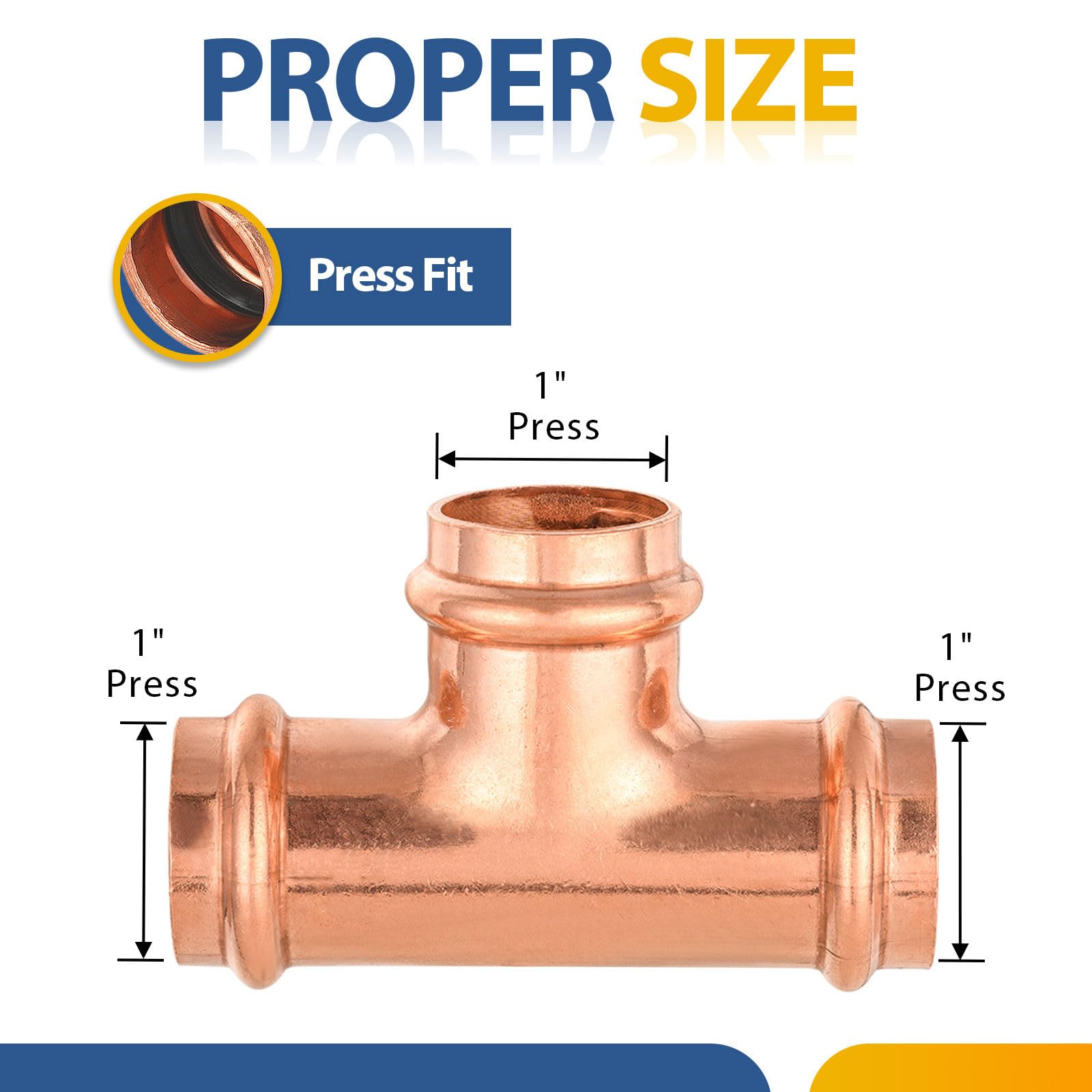 Paquete de 50 Conectores en T de Cobre, Conector de derivación en T de Tres vías de 1 Pulgada P x P x para líneas de distribución de Agua.