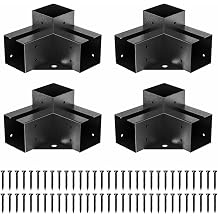 Pergola Brackets, 4x4 3-Way Heavy Duty Pergola Kit, 4pcs Right Angle Corner Bracket, Anti-Resistant Q235 Steel, 3.6"x3.6" Inner Fit for DIY Garden, Patio, Gazebo - Includes Screws 4-Pack.