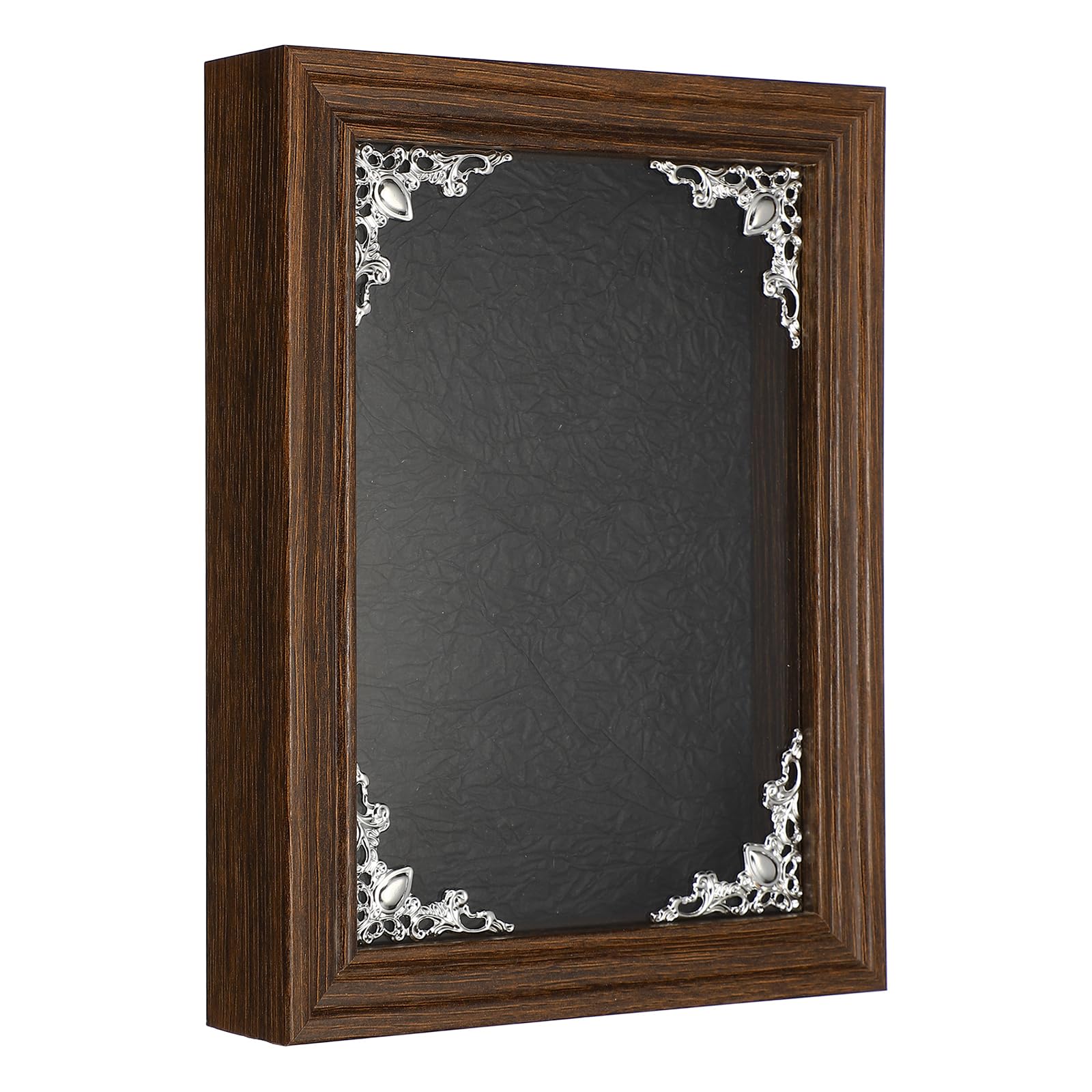 uxcell Marco de caja de sombra, vitrina de madera de 7.5 x 5.1 pulgadas con cubierta de vidrio transparente, caja de sombra, marco de fotos, caja de exhibición para fotos, recuerdos, boletos, flores