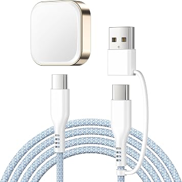 LVFAN Charger for Samsung Galaxy Watch Ultra 7, Charger Cable Stand Nylon Braided Cord, USB C Detachable Charging Dock for Samsung Galaxy Watch 7/Ultra/6/6 Classic/5 Pro/5/4/4 Classic/3, Active 2/1