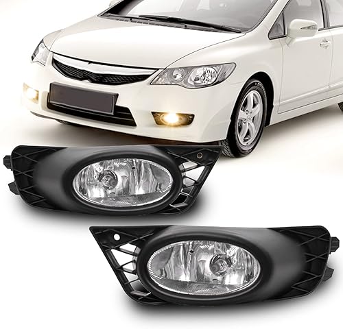 Miniatura 8 de WEZEMLIGHT Repuesto de montaje de luces antiniebla para Honda Civic Sedan 2009 2010 2011 con arnés de cableado H11 12V 55W y lente transparente de