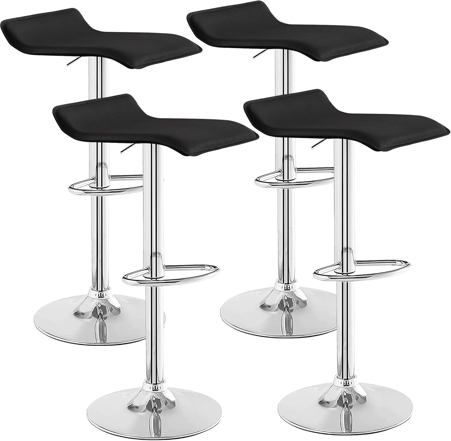 VECELO Bar Stools Set of 4, Swivel Bar Chairs, Adjustable