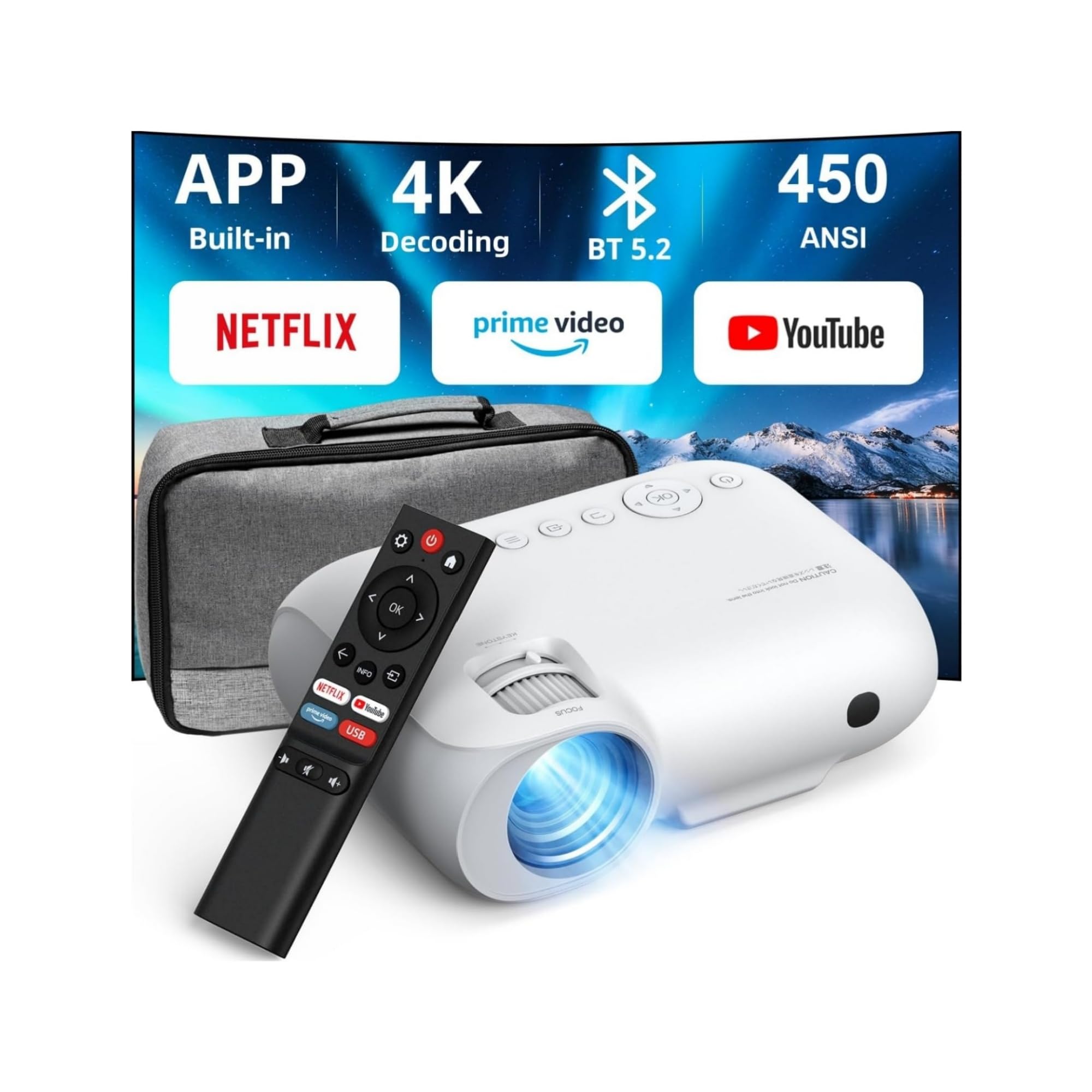 YOTON Y9 Smart Projector with Netflix Built-in, Native 1080P 4K