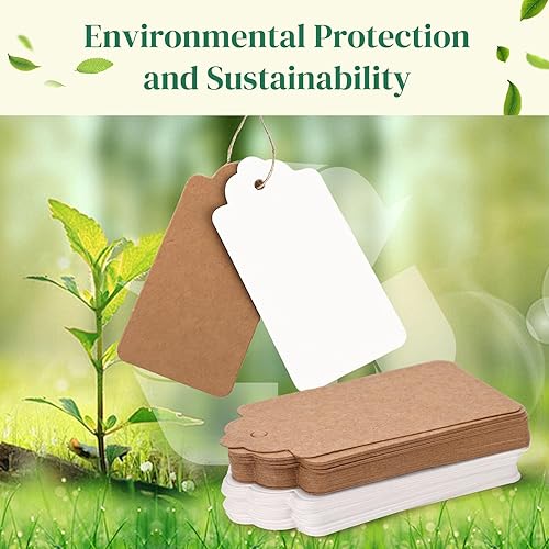 Miniatura 7 de SallyFashion 200 etiquetas de regalo con cuerda adjunta, etiquetas colgantes de papel kraft de 2 x 4 pulgadas para ropa, manualidades, boda,