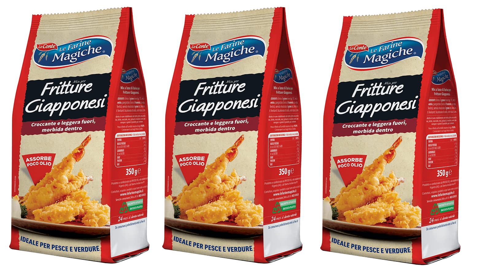 Lo Conte Le Farine Magiche Mix per Tempura Fritture Giapponesi 350 g - Mezcla para harina de trigo blando japonesa tipo 1