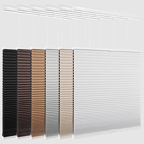 Miniatura 102 de Changshade Persianas celulares opacas de arriba hacia arriba, sin cordones, para ventana de interior, aislamiento térmico, persianas de panal