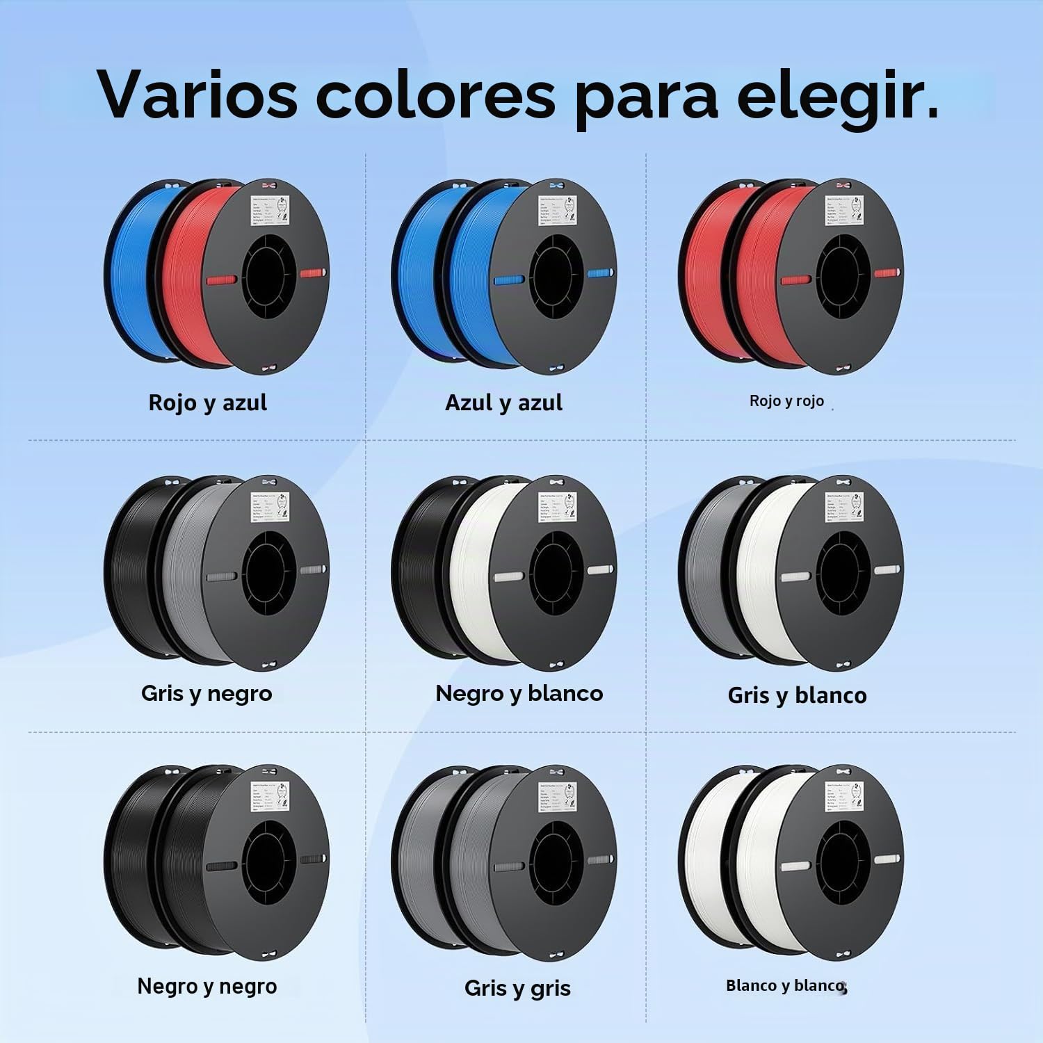 Creality Ender Filamento PLA de 1,75 mm, 4 unidades, negro, blanco, gris, rojo, sin enredos, fuerte adherencia, precisión ± 0,02 mm