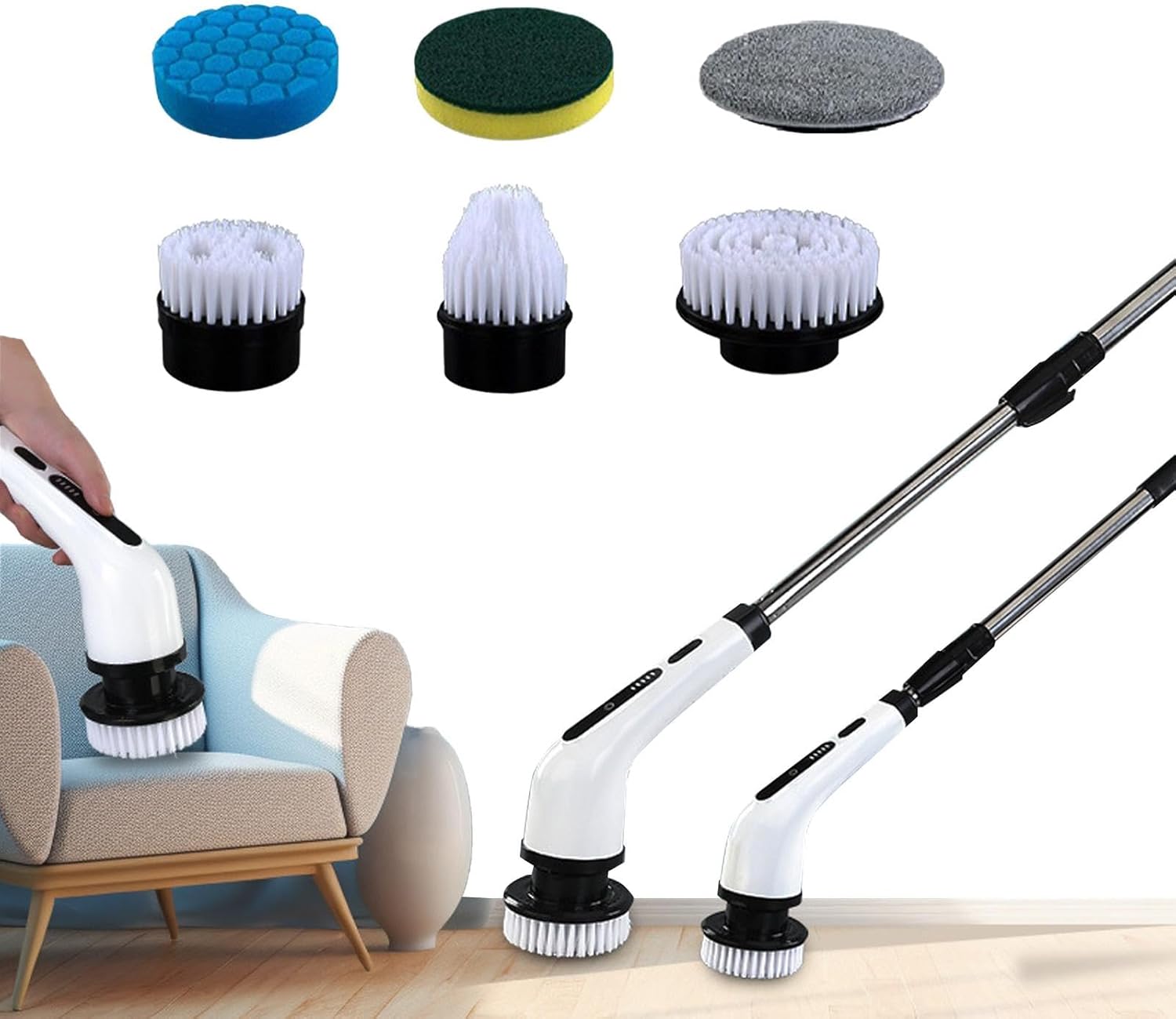 Electric Rotating Scrubber - Cordless Scrubber for Bathroom | Electric Cleaning Brush | Cordless Handheld Power spinn Brush | Bathtub Scrubber Tile Floor and Wall Dirt Remover Cleaning Brush