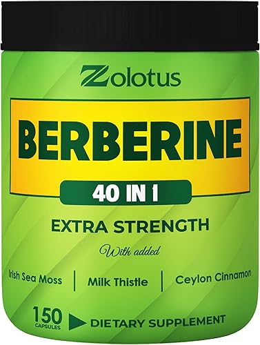 Zolotus Suplemento de berberina de 18800 mg 40 en 1, con musgo marino, canela, cardo mariano, vinagre de sidra de manzana, quercetina, el mejor