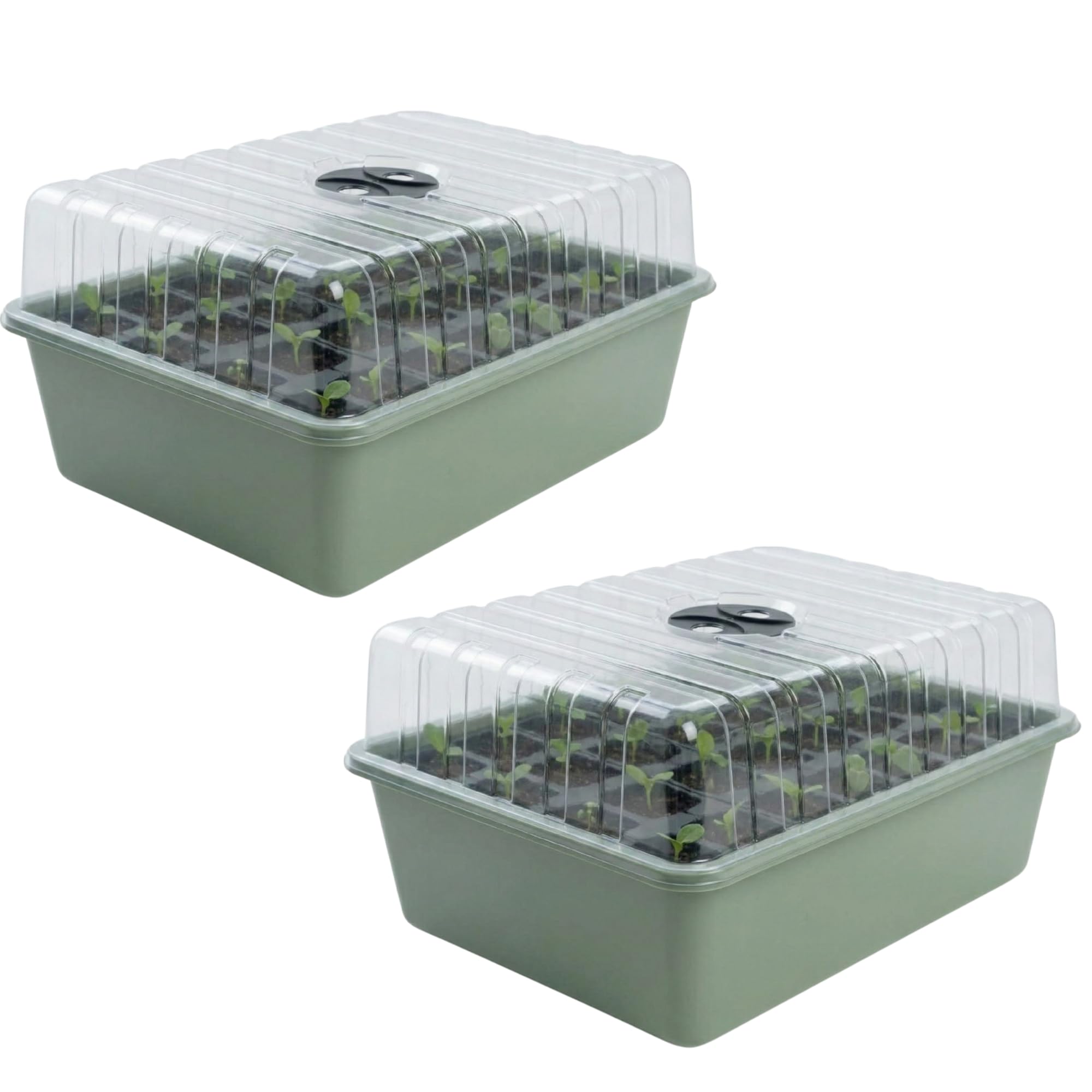 FIXINGS DIRECT] 28 Cell Deep Root Trainer Seed Tray with Ventilated Propagator Lid 12cm Deep Split Cells Reusable Seed Starting Tray for Strong Roots Sweet Peas Beans Vegetables Cuttings (2 Pack)