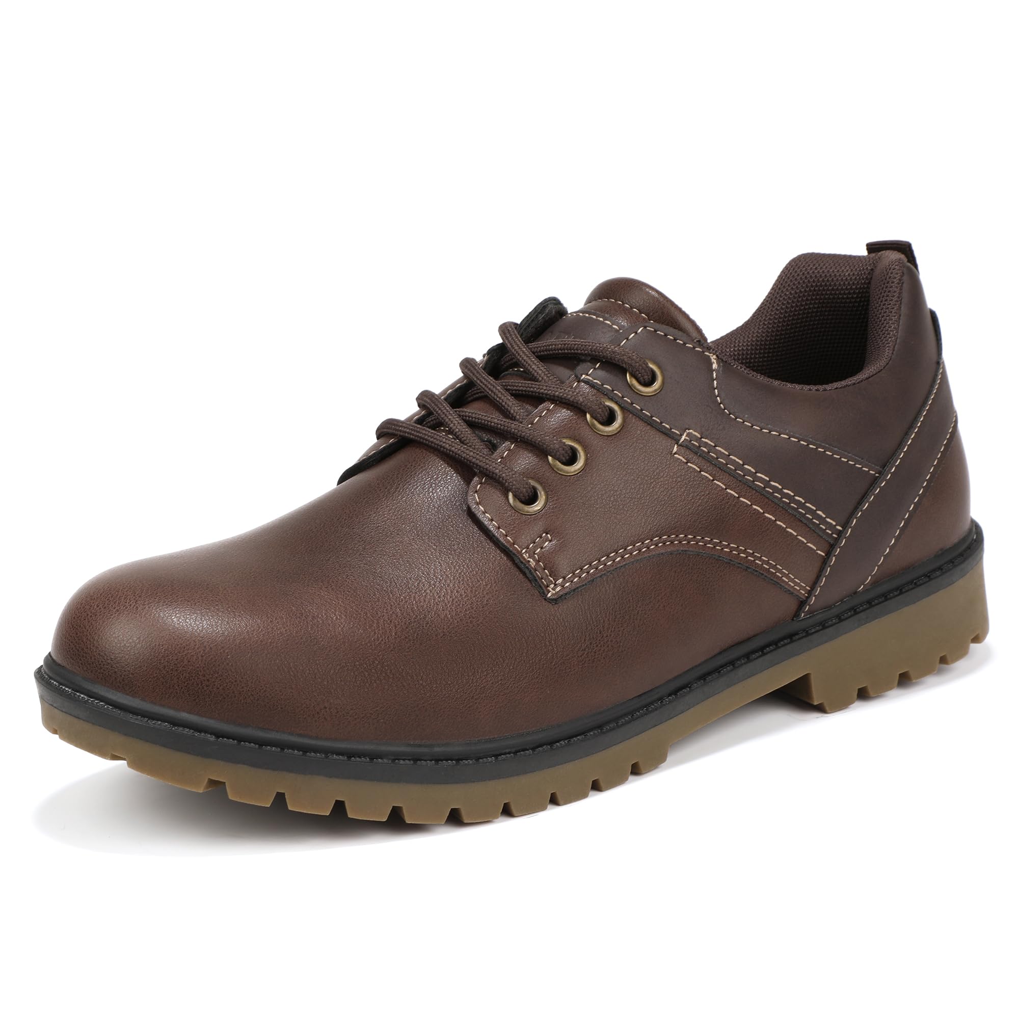 Mofri Man Vintage Leather Platform Dress Shoes Low Top Lace Up Round Toe Comfortable Fashion Formal Derby Business Oxford Shoes 11 Brown