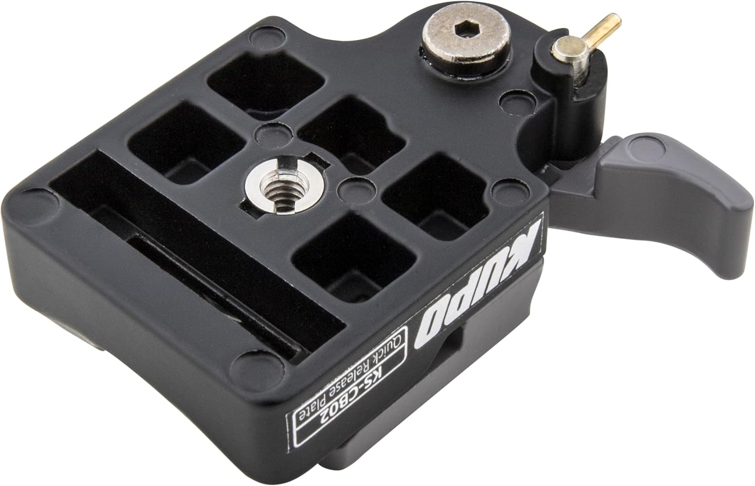 Kupo Quick Release Camera Plate, Aluminum with Safety Lock, 3/8"-16 Thread and 1/4"-20 Reducer for Mounting Cameras to Tripods, Heads, Sliders, and Professional Rigging Systems (KG093611)