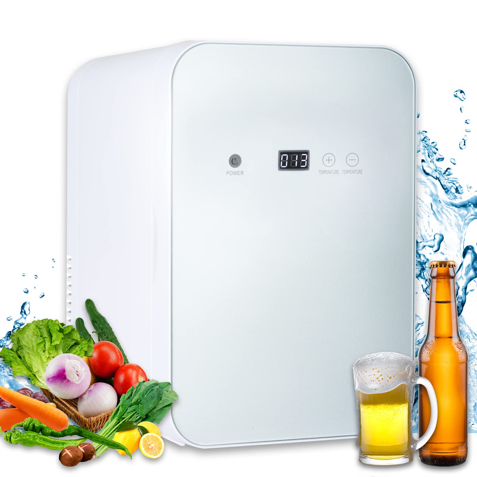 TDOO Mini Refrigerator, 8L Tempered Glass Panel & Adjustable Digital Temperature Control, Portable Thermoelectric Cooler and Warmer for Office, Food, Drinks, Skincare, Breast Milk, Car (Silver)