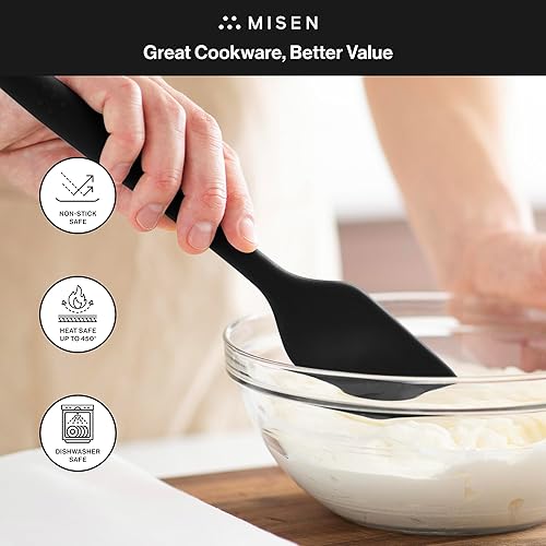 Miniatura 7 de Misen Espátula de silicona antiadherente, apta para lavavajillas, resistente al calor, versátil herramienta de cocina de grado profesional para