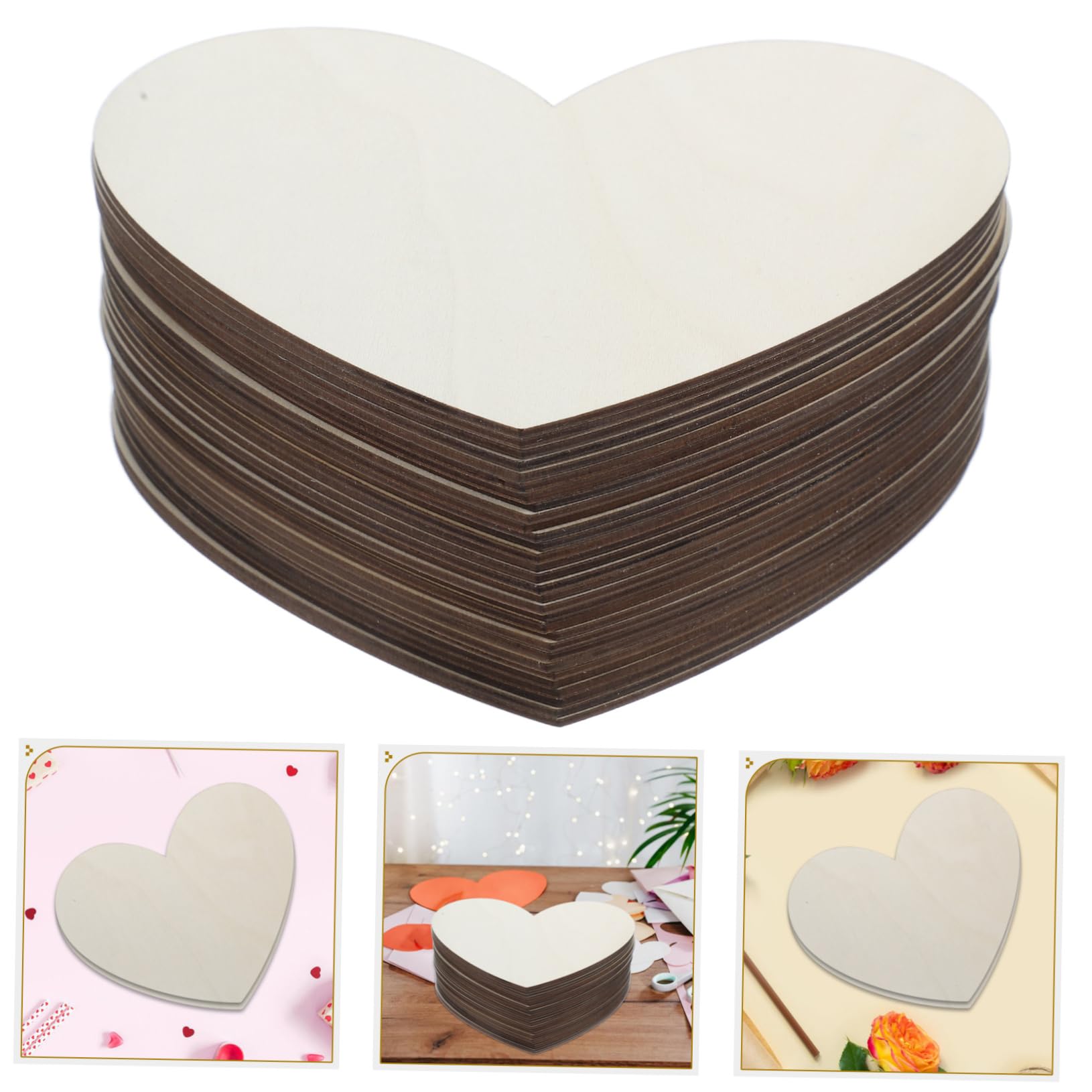 30 Stück Unfertige Holzherzen Große Herzförmige Holzscheiben für Diy Deko Unlackierte Holzherzen für Bastelprojekte Hochzeits und Valentinsdekoration