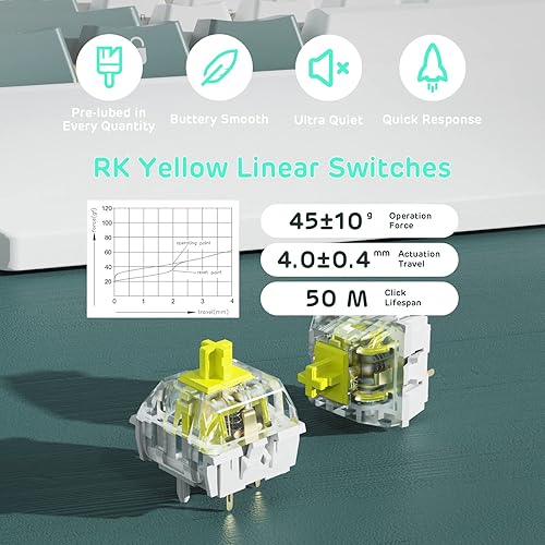 Miniatura 4 de RK ROYAL KLUDGE RK96 RGB Limited Ed, 90% 96 teclas inalámbricas triple modo Bluetooth 5.02.4GUSB-C Teclado mecánico intercambiable en caliente con